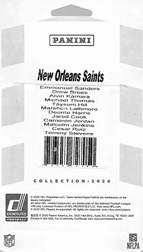 New Orleans Saints 2020 Donruss Gyári csomagolásban 10 Csapat Szett, Drew Brees pedig Alvin Kamara Plusz Névleges Kezdő Lapot