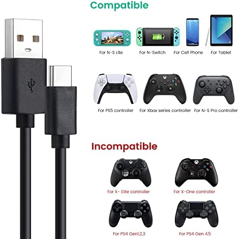 Töltő Kábel Kompatibilis az Xbox Sorozat X S, PS5 Vezérlő, Nintendo Kapcsoló - 10 láb Hosszú hálózati Kábel