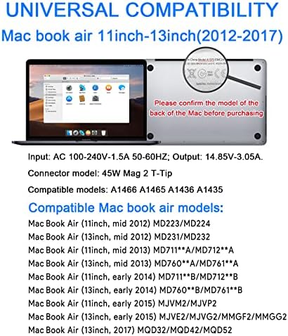 Csere Mac Book Air Töltő 45W T-Tipp AC Alakú Csatlakozó Adapter Töltő Mac Book Air 11 inch, 13 hüvelykes Után 2012 Közepe