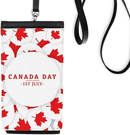 Július 4-Juhar Boldog Kanada Nap Phone Wallet Pénztárca Lóg Mobil Tok Fekete Zseb
