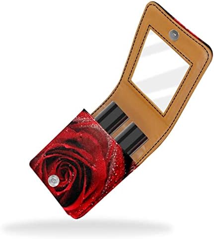 GUEROTKR Rúzst, Bőr Szájfény Szervező a Tükör, Mini Rúzs Jogosultja Táska,piros rózsa virág minta