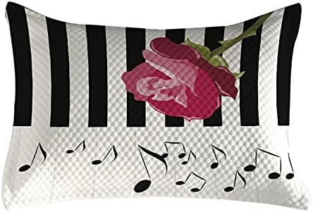 Ambesonne Modern Steppelt Pillowcover, Kézzel Rajzolt Vörös Rózsa a Zongora kották, Romantikus Hangszeres Művészet, a Standard