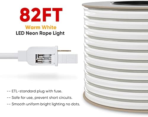 Ragyog Dekoráció Csomag Termékek a Tápkábel Csomag Meleg Fehér 25M/82ft LED Neon Kötél Világítás Készlet