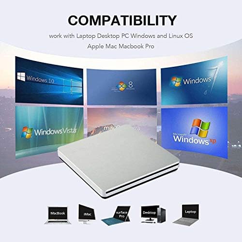 VikTck Külső CD-t, DVD-Meghajtó, USB-C Ultra Vékony Hordozható CD-t, DVD-RW/ROM Író Író Játékos Superdrive MacBook Pro Air iMac