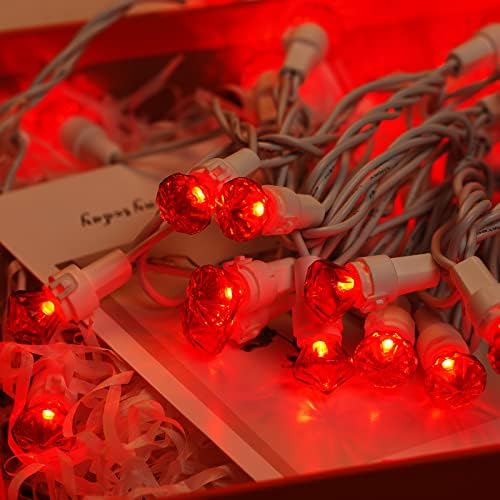 BOHON Bálint Nap Dekoráció 50 Led Piros Karácsonyi Fények Beállítása a Gyémánt Izzó UL Minősített Fehér Vezeték String Lámpák Kültéri