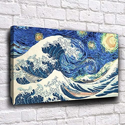 GONEER Csillagos Éjszaka,Van Gogh. A Nagy Hullám le Kanagawa,Katsushika Hokusai. A Wall Art Poszter, Absztrakt Festmény, Nyomatok Képet