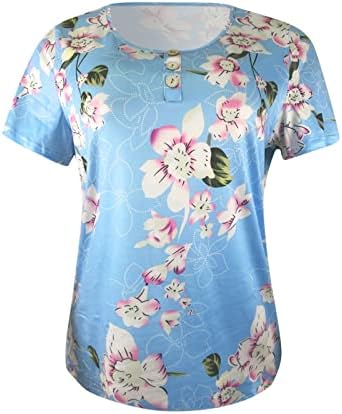 ZDFER Hawaii Ing, Női Alkalmi virágmintás Tshirts Gombot Sleeve Rövid Ujjú Tunika Póló Felsők, Blúzok Nyári