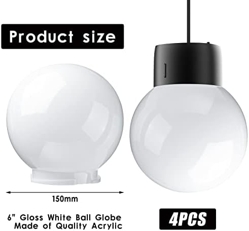 4 Db Gömbök, a világítótestek Fehér Akril Mennyezeti Ventilátor Fény Terjed Csere Globe lámpaernyőt 3-1/4 Inch Szerelő Nyílás