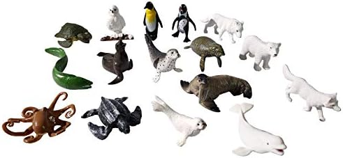 A Polar pedig a Tengeri Állatok, Figurák Playset 16 Db, Részletes Medve, Bálna Számok, Rozmár, Pingvin Játék Készlet, Torta Toplisták Születésnapi