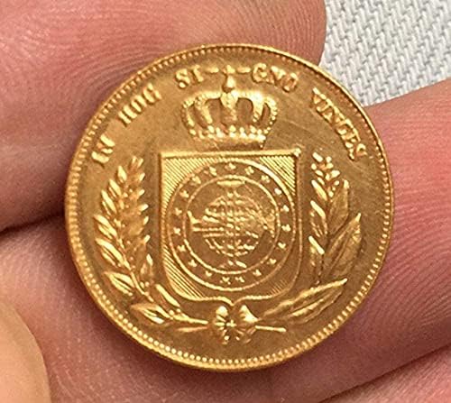 1859 Brazil Érmék Réz-Arany Antik Érme Érme Kézműves CollectionCoin Gyűjtemény Emlékérme