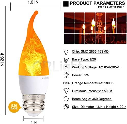 BAILAOYE 6 Pack LED Szimulált Tűz Vibrálás Láng Izzó, 3 Mód (Emuláció Általános Légzés) 2W 1800K Meleg Fehér, E26 Bázis