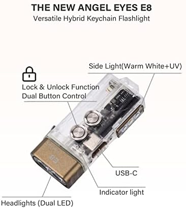 RovyVon E8 EDC Lámpa USB-C az Újratölthető - 4000K Magas CRI, 500 Lumen Kettős Hatalom Kulcstartó Zseblámpa Kompatibilis AAA Akkumulátor