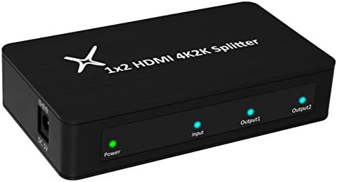 XtremPro HDMI Splitter Slim 1x2 Port, 1 Bemenet 2 Kimenet, Alumínium Splitter w/AC Adapter Támogatja a HDTV, 4K2K, 1080P, Teljes