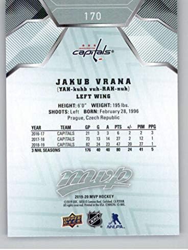 2019-20 Felső szint MVP 170 Jakub Vrana Washington Capitals NHL Jégkorong Trading Card