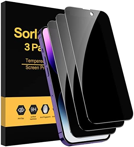 sorlnern 3 Pack iPhone 14 Pro Max Privacy Screen Protector