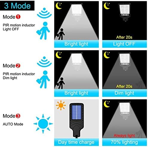 Bzdzmqm Napelemes Utcai világítás, IP65 Vízálló Kültéri Napelemes Utcai Világítás, Alkonyat Hajnal, Ultra Bright/3 Mód, Motion